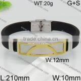 Wholesale New Gold Black Leather Mens Bracelet Models thumbnail-2