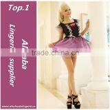 2015 bestselling Black tops purple puffy fancy dress Polyester/ spandex halloween costume