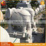 Small White Granite Garden Elephant Stone Carving Sculpture thumbnail-1