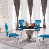 Elegant 304 Stainless Steel Dining Room Table With Upholstered Dining Chairs thumbnail-1
