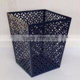 Store More Metal Punched Mesh Trash Can Square Black thumbnail-1