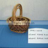 Set of Three Perfect Antique Willow Basket With Handle for Holiday Wholesale thumbnail-1