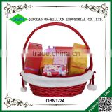 Hand woven red wicker gift basket for christmas