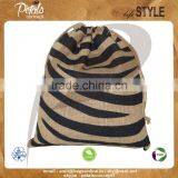 Hot Exclusive Zebra Print Natural Jute Drawstring Bag