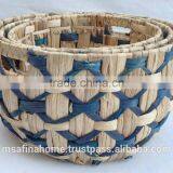 Set of 3 Round Water Hyacinth Baskets With Handles thumbnail-1