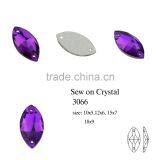 Pointed Back Navette Shape Crystal Flat Back Sew on Pendant for Jewelry and Necklace Decoration thumbnail-1