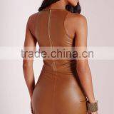 Faux Leather Designer Sexy Crop Tops Wholesale Made in China thumbnail-4