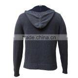 Denim-like Cotton Sweater Hoodie Cable Knit Mens Sweater thumbnail-2
