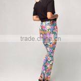 Flower Print Sublimation Print Fashion Leggings Polyester Spandex Strech Legging High Waist Foot Pants thumbnail-4