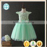 High Quality OEM Angel Green Short Sleeves Embroidery Flower Girls Party Dresses Lovely Fluffy Tulle Kids Frock Designs Pictures thumbnail-1