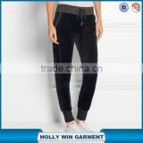 Custom Black Fleece Slim Pants Women With Pocket