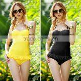 Sexy Simple One Piece Bikini Beach full body Swimwear Pad Halter Ruffle Monokini Swimsuit SV002892