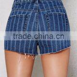 Stylish Engine Stripe Denim Shorts for Women Made in China thumbnail-3