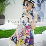 2016 Women Winter Long Scarf Shawl Spring Autumn Female Blue Silk Scarves Printed Summer Silk Beach Cover thumbnail-6