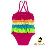 Sweet Children Strap Ruffle Kids Beach Little Girl Modeling Rainbow Swimwear Clothes thumbnail-1