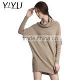Winter Autumn Women Loose Turtleneck Batwing Sleeve Cashmere Dress Sweater thumbnail-1