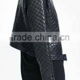 Stylish Black Quilted PU Leather Jacket for Women thumbnail-2