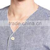 2017 High Quality Custom Linen Cotton Pajama Shirt Men Sexy Pajamas Sleepwear in Pyjamas Wholesale thumbnail-4