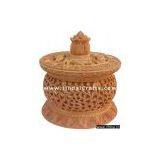 Hand Carved Jewelry / Multi Purpose Box Indian Wood Art thumbnail-1