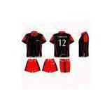 Black / Red Sublimated Soccer Team Uniforms Jerseys and Shorts With Collar XS - 5XL