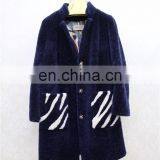 Top Quality Australia Sheepskin Coat Women Dark Blue Winter Cashmere Long Fur Coat thumbnail-3