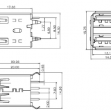 USB A Type Female USB 2.0 Header Double Stack Connector, Right Angle PCB Mount Usb Connector thumbnail-4