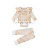 Flutter Sleeve Girls Romper And Pant Little Girl Outfit Sets Tie Dye Outfits thumbnail-3