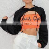 Hot Wholesale Women's Ladies Sexy Printed Long-sleeved Solid Short Mesh T-shirt thumbnail-3