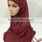 SOLID COLOR TWO PIECES Modal COTTON HIJAB Elastic Long Hejab thumbnail-1