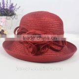 Latest Style Womens' Chuch Hat,Black Straw Hat With Sinamay Flower Decorate thumbnail-5