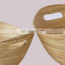 High Quality Large Set of 2 Natural Spun Bamboo Salad Bowl, Natural Handmade Serving Bowls Wholesale thumbnail-2