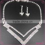Top Fashion Double Layers Rhinestone Chain Bridal Necklace set Wholesale
