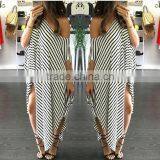 F20122A Latest fashion plus size dress for fat women vertical stripe placketing clothing
Quality Choice