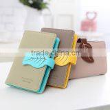 2016 Custom PU Leather Leaf Button Mini Credit Card Holder thumbnail-3