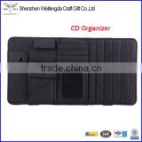 Multi-function car sun visor black leather CD card sunglass clip storage holder