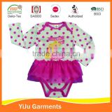 2016 New design dots print baby clothes body wash with lace trim