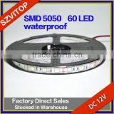 LED Light Strip 5050 60LED Per meter 5meter a roll Base Red Black Wire PC Board PU Waterproof Lamp Color Red Yellow Blue Green