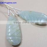 Opaque stone 11*33 Long Pear with carving Pair 100% Natural gemstones AAA Quality product Hand made in India