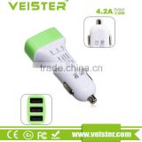 Veister Micro interface USB car charger WITH highlight plastic 7.2a smart car charger