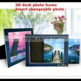 Modern Art 3D Lenticular desk photo frame with insert changeable photo