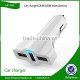 HC-C65 mobile phone 3 port usb car charger 5.2A,with smart IC protection