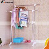 Double Pole Portable and Telescopic Indoor Multipurpose Clothes Hanging Rack thumbnail-1