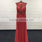 Jewel Illusion Neck Mermaid Chiffon Western Paris Ladies Evening Dress thumbnail-5