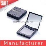 Black Square Makeup Plastic Face Powder Container With Mirror