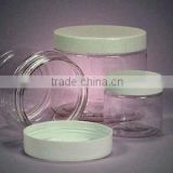 clear round plastic jar