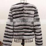 Luxurious Real Chinchilla Rex Rabbit Fur Coat For Sexy Women / Long Fur Overcoat thumbnail-6