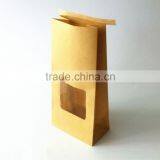 Brown Kraft Paper Coffee Bag With Tie and Window in Stock 90*60*260