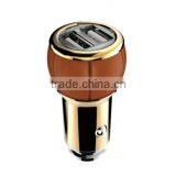 High Sales Colorful Safety 5V 2.4A Genuine Leather Car Charger thumbnail-3