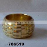 Brass Metal Napkin Ring White Gold Holder Weaved thumbnail-1