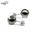Perfect Round Unique Design 10-11 Black Tahiti Jewel Women Natural Pearl Earring thumbnail-1